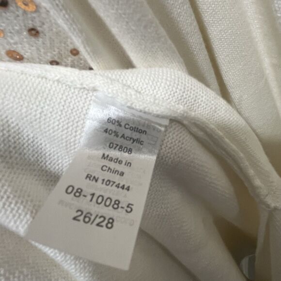 NWOT Jessica London Sweater Set, Ivory, Sequins, Cardigan and Top, Size 26 / 28 - Picture 10 of 11